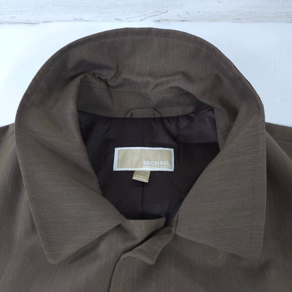 MICHAEL KORS BROWN RAIN COAT MEN'S SIZE 46L FOUR BUTTONS POCKETS LINING *EUC* - Picture 12 of 16